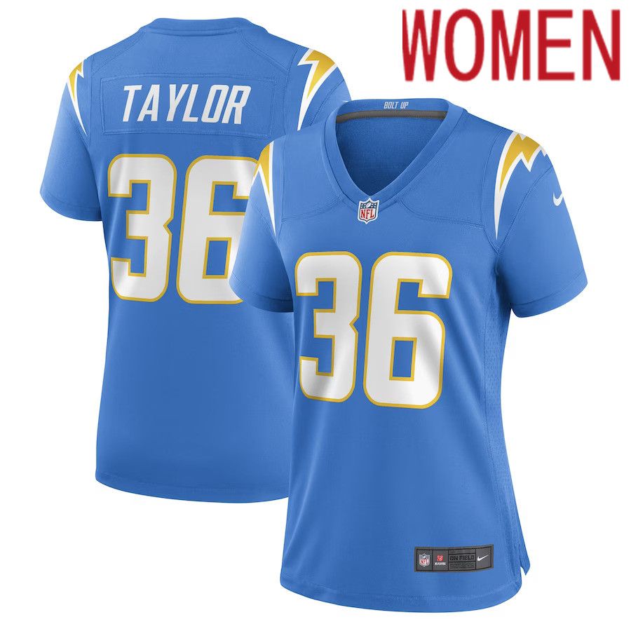 Women Los Angeles Chargers #36 Ja Sir Taylor Nike Powder Blue Game Player NFL Jersey->women nfl jersey->Women Jersey